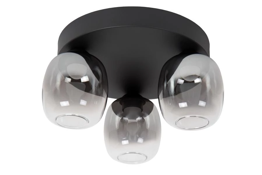Lucide TAMINO - Flush ceiling light - LED Dim. - 3x5,6W 3000K - Black - turned off